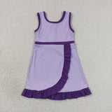 GSD4151 Solid Color Purple Yoga Girl's Dress Onesie