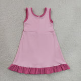GSD4152 Solid Color Pink Yoga Girl's Dress Onesie
