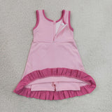GSD4152 Solid Color Pink Yoga Girl's Dress Onesie