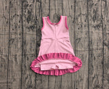 Preorder Samples GSD4152 Solid Color Pink Yoga Girl's Dress Onesie
