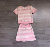 Preorder Samples GSD4159 Pink Stripe Yoga Girls Skorts Set