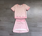Preorder Samples GSD4159 Pink Stripe Yoga Girls Skorts Set