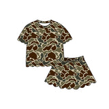 Preorder MOQ 5 pcs Each Style Hunting Camo Scallop Edge Girls Skorts Outfits