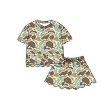 Preorder MOQ 5 pcs Each Style Hunting Camo Scallop Edge Girls Skorts Outfits