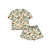 Preorder MOQ 5 pcs Each Style Hunting Camo Scallop Edge Girls Skorts Outfits