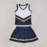GSD4189 Navy Blue Stripe Yoga Cheer Girls Skorts Set