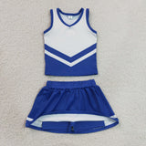 GSD4190 Blue Stripe Yoga Cheer Girls Skorts Set