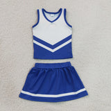 GSD4190 Blue Stripe Yoga Cheer Girls Skorts Set