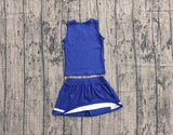 Preorder Samples GSD4190 Blue Stripe Yoga Cheer Girls Skorts Set