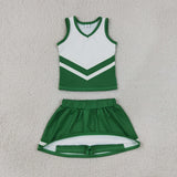 GSD4191 Green Stripe Yoga Cheer Girls Skorts Set