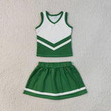 GSD4191 Green Stripe Yoga Cheer Girls Skorts Set
