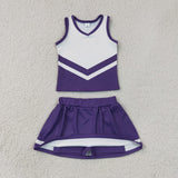 GSD4192 Purple Stripe Yoga Cheer Girls Skorts Set