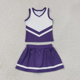 GSD4192 Purple Stripe Yoga Cheer Girls Skorts Set