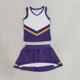 GSD4193 Purple Stripe Yoga Cheer Girls Skorts Set