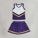 GSD4193 Purple Stripe Yoga Cheer Girls Skorts Set