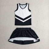 GSD4194 Black Stripe Yoga Cheer Girls Skorts Set