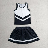 GSD4194 Black Stripe Yoga Cheer Girls Skorts Set