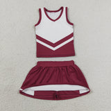 GSD4195 Maroon Stripe Yoga Cheer Girls Skorts Set
