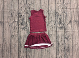 Preorder Samples GSD4195 Maroon Stripe Yoga Cheer Girls Skorts Set