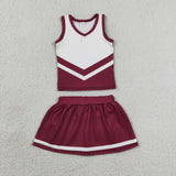 GSD4195 Maroon Stripe Yoga Cheer Girls Skorts Set