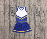 Preorder Samples GSD4196 Blue Gold Stripe Yoga Cheer Girls Skorts Set