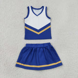 GSD4196 Blue Gold Stripe Yoga Cheer Girls Skorts Set