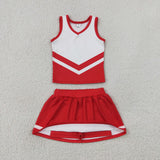 GSD4198 Red Stripe Yoga Cheer Girls Skorts Set