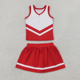 GSD4198 Red Stripe Yoga Cheer Girls Skorts Set