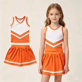 GSD4199 Orange Stripe Yoga Cheer Girls Skorts Set