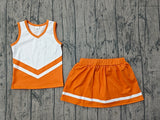 Preorder Samples GSD4199 Orange Stripe Yoga Cheer Girls Skorts Set