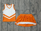 Preorder Samples GSD4199 Orange Stripe Yoga Cheer Girls Skorts Set