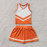 GSD4199 Orange Stripe Yoga Cheer Girls Skorts Set