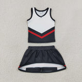 GSD4200 Red Black Stripe Yoga Cheer Girls Skorts Set