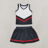 GSD4200 Red Black Stripe Yoga Cheer Girls Skorts Set
