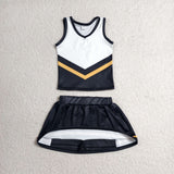 GSD4201 Black Gold Stripe Yoga Cheer Girls Skorts Set