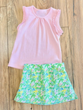 Preorder Samples GSD4217 Flower Pink Ruffles Yoga Girls Skorts Set