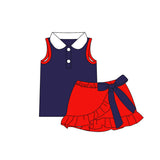 Preorder MOQ 5 pcs Each Style Colorful Solid Color Bows Girls Skorts Set