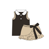 Preorder MOQ 5 pcs Each Style Colorful Solid Color Bows Girls Skorts Set