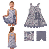 GSD4226 Camo Bows Game Day Scallop Edge Yoga Girl's Dress Onesie