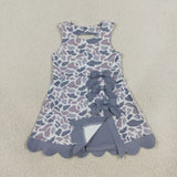 GSD4226 Camo Bows Game Day Scallop Edge Yoga Girl's Dress Onesie