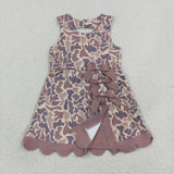 GSD4227 Hunting Camo Bows Scallop Edge Yoga Girl's Dress Onesie