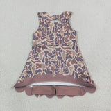 GSD4227 Hunting Camo Bows Scallop Edge Yoga Girl's Dress Onesie