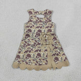 GSD4228 Hunting Camo Bows Scallop Edge Yoga Girl's Dress Onesie