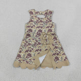GSD4228 Hunting Camo Bows Scallop Edge Yoga Girl's Dress Onesie
