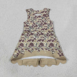 GSD4228 Hunting Camo Bows Scallop Edge Yoga Girl's Dress Onesie