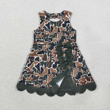 GSD4229 Hunting Camo Scallop Edge Yoga Girl's Dress Onesie