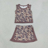 GSD4231 Hunting Camo Yoga Girls Skorts Set