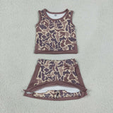 GSD4231 Hunting Camo Yoga Girls Skorts Set