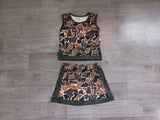 Preorder Samples GSD4233 Hunting Camo Grey Yoga Cheer Girls Skorts Set