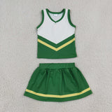 GSD4238 Team Stripe Green Cheer Yoga Girls Skorts Set